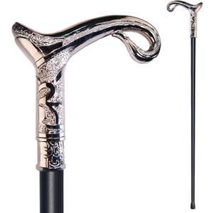 Walking Cane for Men & Women & Seniors - 36.5 Inch Heavy Duty 500+ lbs Capacity, Ergonomic Handle, Decorative & Ornate Design, Gothic & Goth Elegant Matte Black & Gold Artistry, Metal Cane