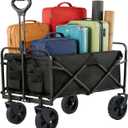Folding Beach Wagon 420lbs Heavy Duty Collapsible Wagon Cart with 360 Swivel Wheels&Front Pocket, for Grocery,Shopping,Outdoor&Camping