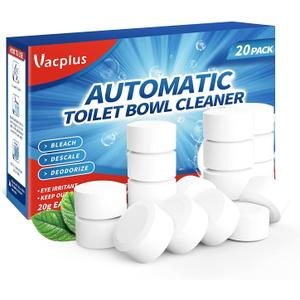 Vacplus Toilet Bowl Cleaner Tablets 20 PACK, Automatic Cleaners with Bleach, Slow-Releasing Toilet Tank Cleaners for Deodorizing & Descaling, Household Toilet Cleaners against Tough Stains