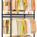 P5 Rolling Clothes Rack, Clothing Racks for Hanging Clothes, Black
Heavy Duty Garment Rack with Wheels, 3-Tier Shelves, Portable Closet Racks 39.4'' W × 20.5'' D × 80.5'' H, Max Load 650 Lbs
