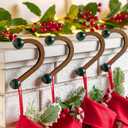 4 Pack Christmas Stocking Holders Lightweight Safe Wooden Stocking Holders for Mantle Christmas Stockings Safely and Securely Stocking Holders Clip for Fireplace Home Xmas Party Decor