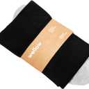 Wellow Wide Calf Compression Socks, Knee High Support, Fit for Men & Women, 18-25 mmHg, Made with Viscose from Bamboo (Large, Black)