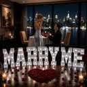 Imprsv Marry Me Light Up Letters Marquee Letters 2FT Party Decorations | Proposal Decorations, Cool White Light, Assembly Required, Pre Cut Foam Board, Stable Photo Props 143 Pcs Accessory Set
