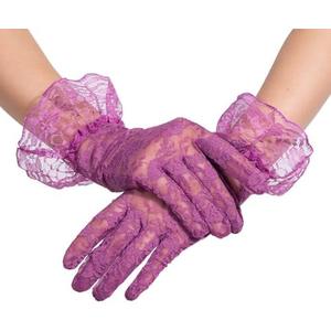 2 x ALVOGIMOR Lace Gloves for Women Wedding Tea Party, Evening Short Courtesy Gloves for Opera,1920s Party,Costume Accessory, Pink, Blue