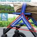 MAXWALK Rollator Walker with Seat, Tall Walkers for Seniors, 12" Big Rubber Wheels All Terrain Rollator Walker with Backrest, Built-in Cable, Foldable and Dual Adjustable Height for 5.3-7ft, Blue