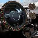 Cherry Steering Wheel Cover Universal 14.5-15 Inch Non-Slip Cherry Car Accessories for Women Men
