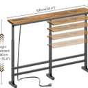 YATINEY 39.4" Console Table with Adjustable Height (27.6"-35.4") and Power Outlet, Skinny Behind Couch Table, Narrow Long Sofa Table for Living Room, Hallway, Entryway, Rustic Brown and Black CT33UBR, 39.4"L x 5.9"W x 27.6"-35.4"H
