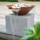 20" Round Garden Water Bowl, Stainless Steel Spilling Water Feature for Outdoor Ponds, and Other Landscaped Areas (Antique Brown Coated)