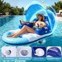 Motorized Pool Float with Canopy, Rechargeable Dual Motor Electric Lounge Raft for Pool & Lake, PRO Motorized Pool Float with Canopy [25L x 25W millimeters]
