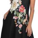 Summer Dresses for Women 2026 Casual Sleeveless Sundress Floral Loose Fit Beach Cover Up with Pocket (Black, S)