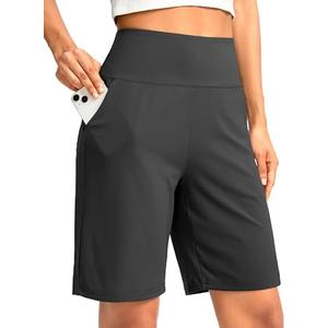 G Gradual Women's Bermuda Long Shorts with Pockets 9" High Waisted Knee Length Shorts for Women Walking Athletic Workout 2XL