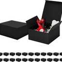 Aosric 24 Pack Black Gift Boxes 8x8x4 In  Premium Thick Cardstock Gift Boxes with Lids & Base Support  Small Party Favor Boxes for Wedding, Birthday, Baby Shower, Holiday Gifts