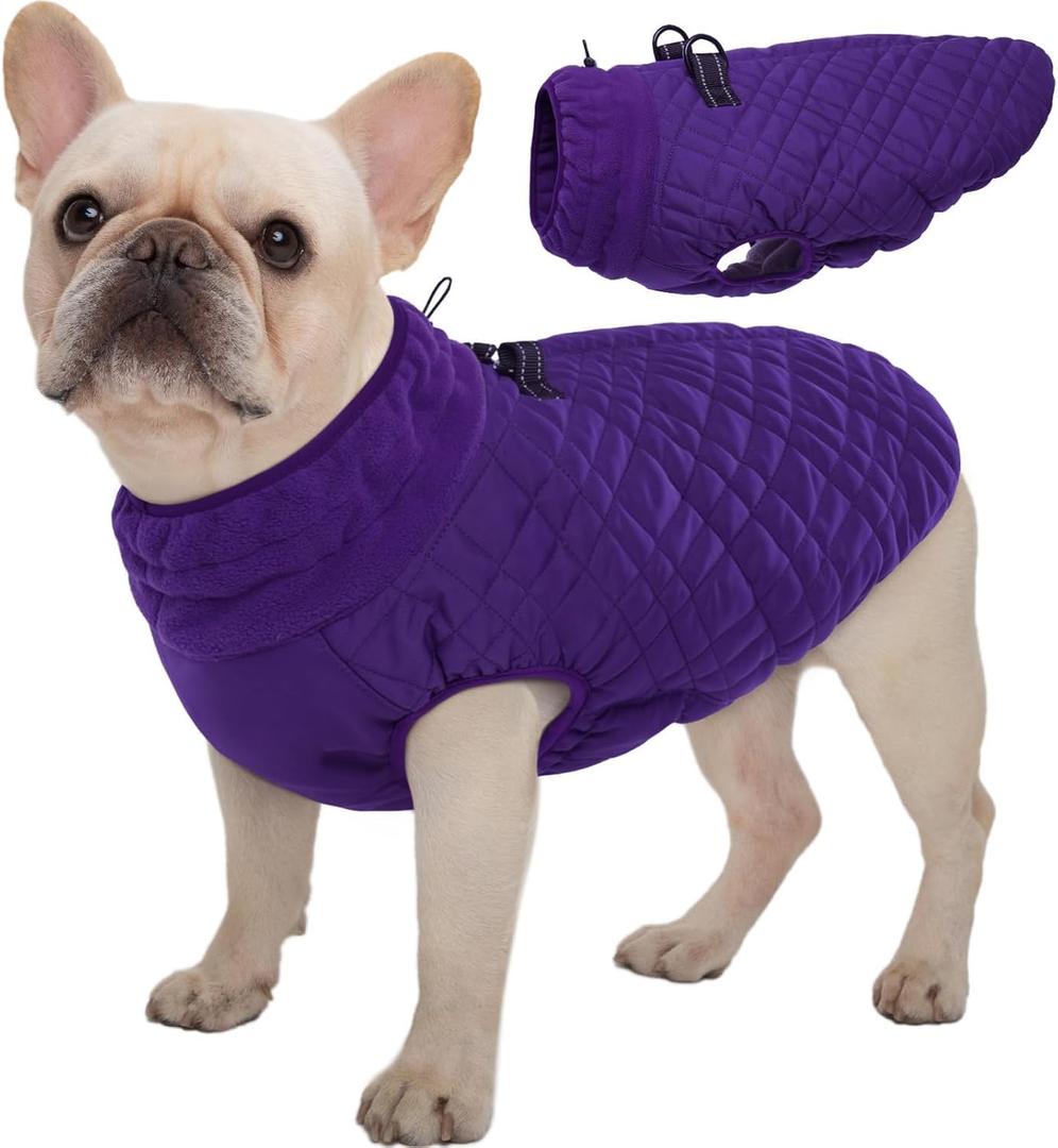 Kuoser Winter Dog Coat - Medium Dog Cold Weather Jacket, Purple (Medium (Chest Girth: 20.9''))