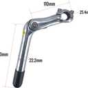 catazer Adjustable Angle Bike Quill Stem 22.2mm for MTB Road Bike, Silver