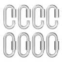304 Stainless Steel Heavy Duty Quick Chain Links 5/32", 1/4", 5/16", 3/8", 1/2" D Shape Thread Quick Link Connectors Screw Carabiner for Connecting Hammock, Shade Sail, Rigging (1/4" 8Pcs)