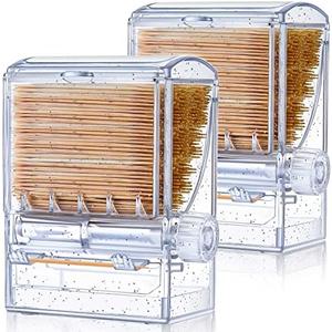 Tessco for you 1 Pieces Toothpick Dispenser Creative Clear Knob Switch Acrylic Toothpick Holder Automatic Box for Table Kitchen Home Restaurant Party