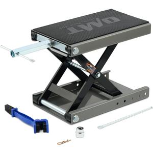 Orion Motor Tech Motorcycle Lift, 1100lb Motorcycle Scissor Lift Jack with Wide Deck T Handle 3/8" Socket, Motorbike Center Stand with Chain Brush, Crank Hoist Stand for ATV Dirt Bike Cruiser, Gray