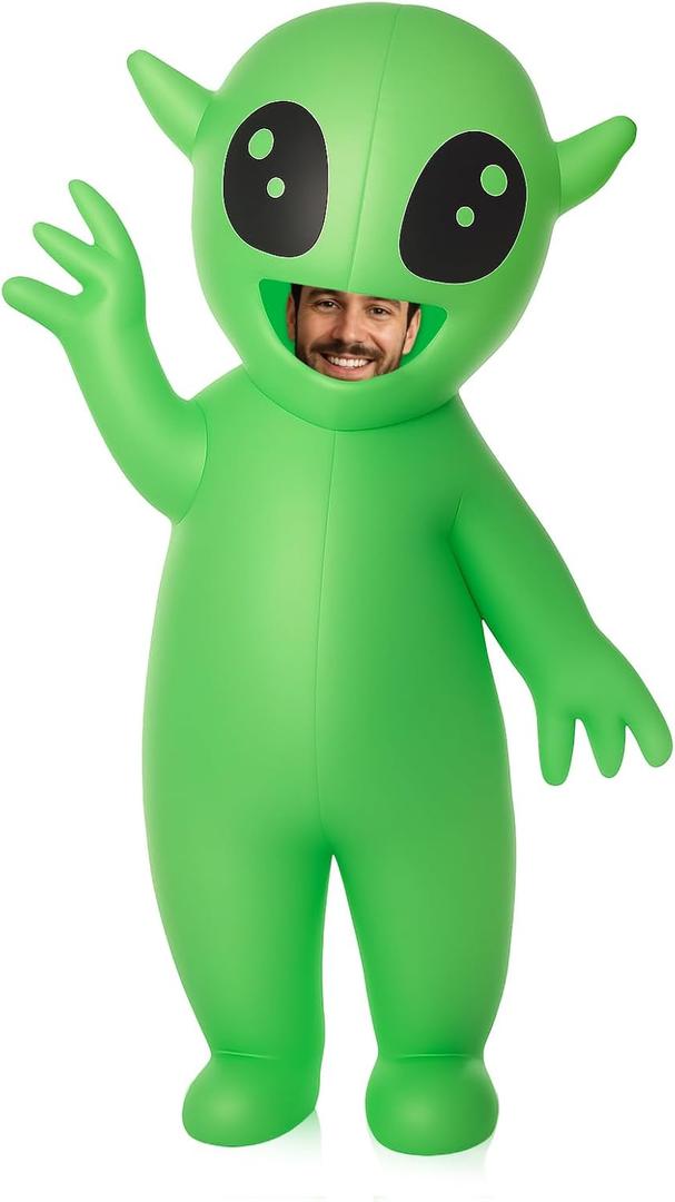 Alien Inflatable Costume Halloween Green Alien Costume Adult Blow up Outfit for Halloween Women Men Cosplay, L