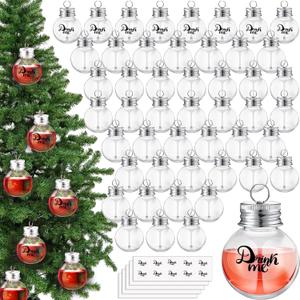 Patelai 50 Pcs Christmas Clear Plastic Fillable Ornaments for Tree Christmas Drink Balls Plastic DIY Hanging Pendant Ball for Crafts Home Wedding Party Decor (50 ml)