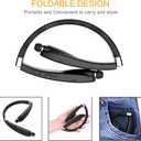 Foldable Bluetooth Headset, Beartwo Lightweight Retractable Bluetooth Headphones for Sports&Exercise, Noise Cancelling Stereo Neckband Wireless Headset (with carry case)