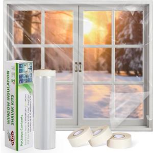 FLYZZZ Window Insulation Kit - 62x393in Window Insulation Kit for Winter with Widen Double-Sided Tape, Thickened Plastic Window Covering for Winter Can Insulates 10 Windows