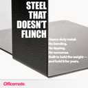 Officemate Heavy Weighted Bookends, Sturdy Office & Home Shelf Organizers, Set of 2 Black Metal Book Supports (93182)