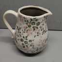 Green Floral Ceramic Pitcher 8 Single Handle Chinoiserie Ice Crackle Farmhouse Vase Vintage Flower Vase Home Decor