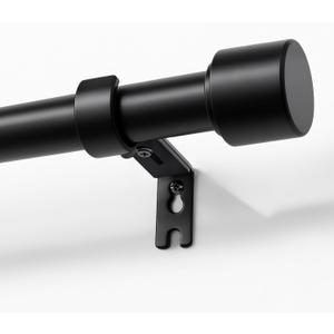 Joydeco Long Curtain Rod, 32-168 inch Adjustable Single Rod for 160" Windows, 1" Diameter Black Curtain Rods for Bedroom Living Room Kitchen Sliding Glass Door