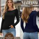 Huukeay 3 Pack Women's Long Sleeve Tops Lettuce Trim Boat Neck Shirts Slim Fit Casual Basic Fitted Tees (S)