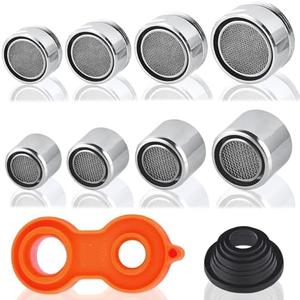 VEINARDYL 8 Pcs Faucet Aerator Replacement Parts, Kitchen Sink Male Female Thread Parts With Wrench and Gasket, Faucet Filter Starter With Brass Shell for Bathroom - 8 Sizes