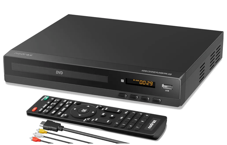 FlexaPlay Region-Free HDMI DVD Player for TV – 1080p Upscaling, USB Port, DVD/CD/MP3 Multi-Format Playback – Ultra-Compact Mini Design, Includes HDMI/RCA Cables, Remote Control
