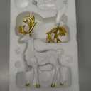 2PCS Carved Elk Statue Resin Ornaments, Christmas Reindeer Fortune Seeking Decoration Modern Retro Art Standing And Sitting Posture, Applicable To Living Room And Bedroom (3D Geometric White)