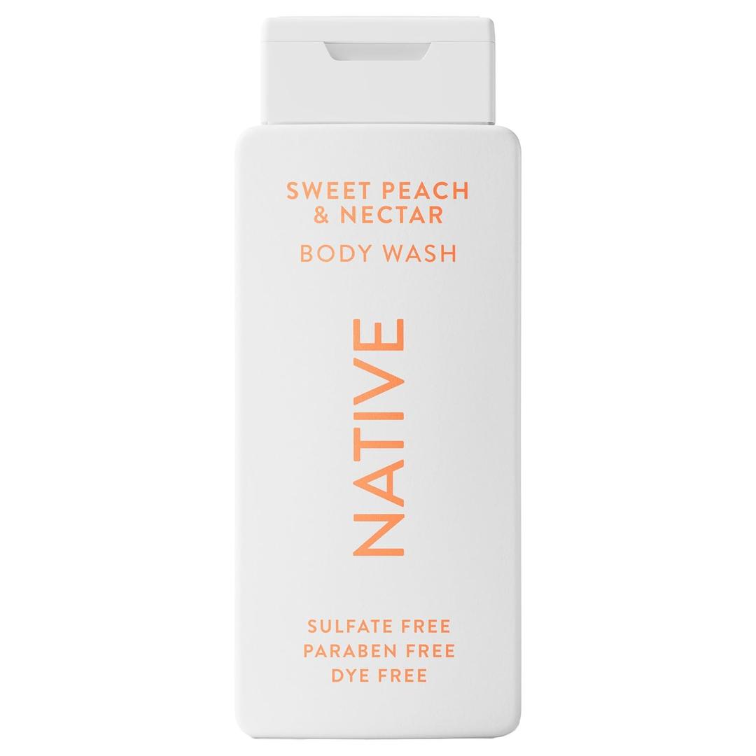 Native Body Wash Contains Naturally Derived Ingredients | For Women & Men, Sulfate, Paraben, & Dye Free Leaving Skin Soft and Hydrating | Sweet Peach & Nectar 18 oz