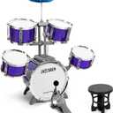 M SANMERSEN Kids Toys Jazz Drum Set - Upgraded Rock Drum Kit with Stool Musical Instruments Educational Birthday Christmas Toys Gifts for Toddlers Child Boys Girls Aged 3 4 5 6 7 8 Year Old (Dark Blue)