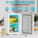 Mini Fridge for Bedroom - 8 Liter/8 Can Portable Refrigerator for Car, Office, Dorm - Quiet Cooler & Warmer for Food, Drinks, Makeup & Skincare - AC/DC Power Supply