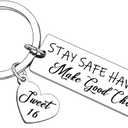 Aeiwjoi Sweet 16th Birthday Gifts for Women Funny 16th Keychain Gift for 16 Year Old Gifts for Daughter Sister New Driver Keychain Drive Safe Gift Custom Sweet Sixteen Jewelry