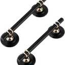 2 Pack Metal Drawer Pull Helper with Adhesive Sliding Door Handle Stick On Handle for Refrigerators Wardrobes Windows Peel and Stick Knob (5" Hole Center, Black)