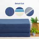 Olee Sleep Tri-Folding Memory Foam Mattress Topper, 4 Inch Gel Folding Mattress for Camping, Foldable Guest Bed, Washable Cover, CertiPUR-US Certified, Soft, Blue, Single Size
