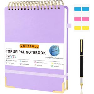 Top Spiral Notebook, A4 Hardcover Top Bound Steno Pads, 240 Pages 100gsm College Ruled Left Handed Notebook Journal for Work, School, Meeting Writing - Purple, 8.5" x 11"