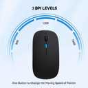 WREANU Wireless Bluetooth Mouse Rechargeable Laptop Mice with LED Lights Silent Slim Use(BT5.2 and 2.4G Portable USB Receiver)Dual Mode Computer Mouse for Laptop/iPad/Tablet/Apple/Computer/Mac(Silver)