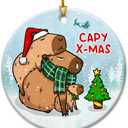 3 x VeryHomy Capybara Christmas Ornament 2025 | Ceramic Christmas Tree Hanging Decor, Capybara Ornament for Christmas Decorations | Animal Lovers Gifts for Women Girls, Capybara Xmas Tree Ornaments 2025