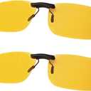 Night Driving Glasses Clip On Night Vision Glasses HD Polarized Yellow Lens Compact Fit Non-Flip Up, Anti Glare (A01 Yellow/2 Pack)