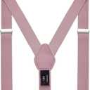 Mens' Boys' Suspenders and Bow Tie Set Adjustable Elastic (L: 39'' (about 8-15 yrs), Blush Pink)