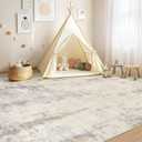 UERMEI Area Rug Living Room Rugs - Washable Neutral Modern Abstract Soft Thin Large Rug Indoor Floor No Slip Rug Carpet for Bedroom Under Dining Table Home Office Decor-Light Brown/Gray-7'x 9'