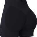Sunzel Women's Seamless Scrunch Butt Biker Shorts High Waisted Booty Lifting Workout Yoga Gym Shorts with Tummy Control (Black, XL)