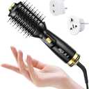 Dual Voltage(100~250V) Mini Hair Dryer Brush with European Plug Adapter for International Travel, Europe Travel Essentials for Women