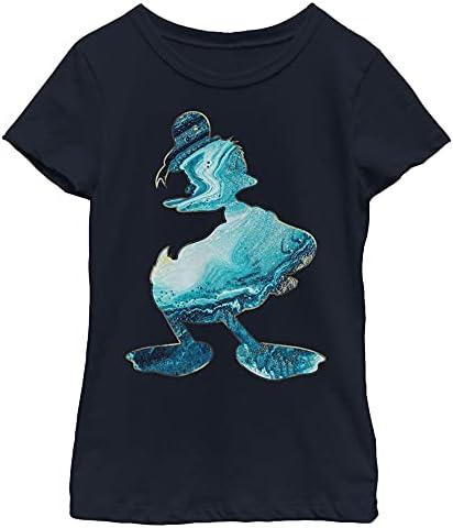 Disney Characters Poured Donald Art Girl's Solid Crew Tee, Small