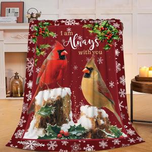 Mudiwa Cardinal Blanket Soft Cozy Fleece Throw Blanket Fluffy Warm Red Bird Flannel Plush Bedding Stuff Decor Blanket Cardinal Gifts for Lover Girls Boys Kids Women Adults Bed Travel 40"x50"