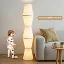 Modern Trapezoid Floor Lamps for Living Room, LED Floor Lamp with Fabric Shade, Mid Century Standing Lamp Beige Tall Lamp for Bedroom, Corner Floor Lamp Reading for Office, Column Light Stand Up Lamp