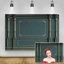 12x8ft Empty Room Backdrop Dark Green Wall Gypsum Line Antique Roman Column Classic Interior Photography Background for Birthday Wedding Artistic Portrait Photo Studio Props Wallpaper